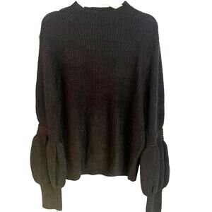 Willow & Clay Bishop Sleeve Back Cutout Pullover Sweater Sz Large in Black NWT